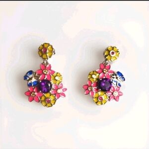GP Amethyst Multigemstone Enameled Flower Earrings